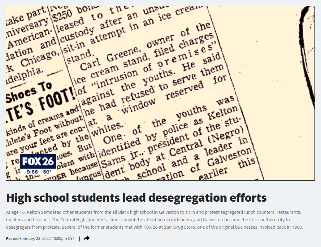 Fox 26 | High school students lead desegregation efforts