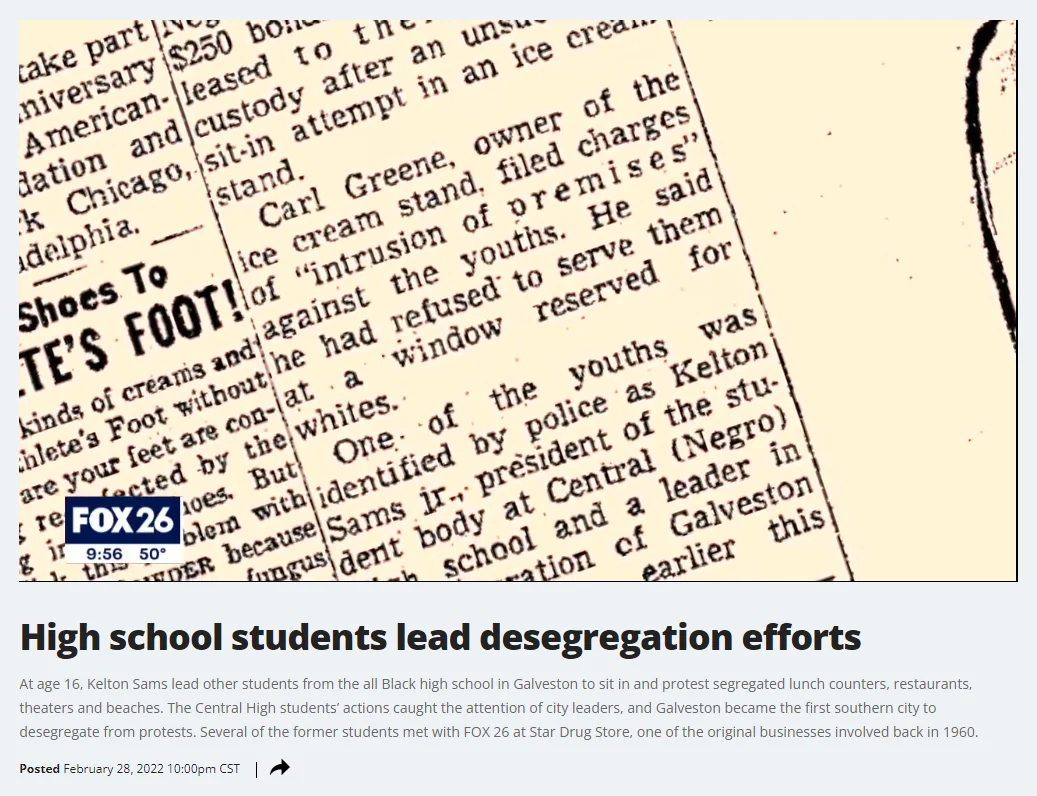 Fox 26 | High school students lead desegregation efforts